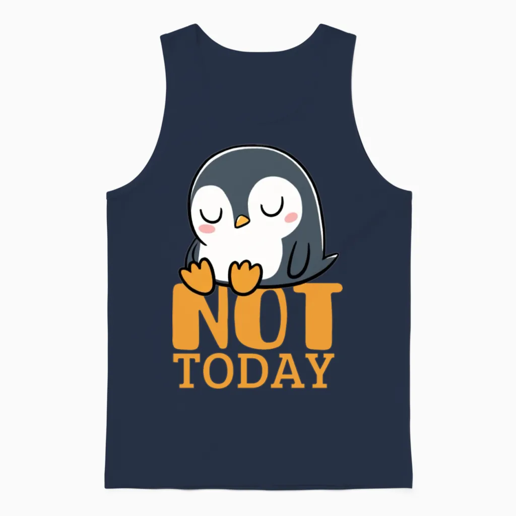 Funny Lazy Penguin Unisex Tank Top in Navy