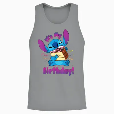 Disney Stitch "it's My Birthday" Party Crasher with Cake Unisex Tank Top - Sport Grey