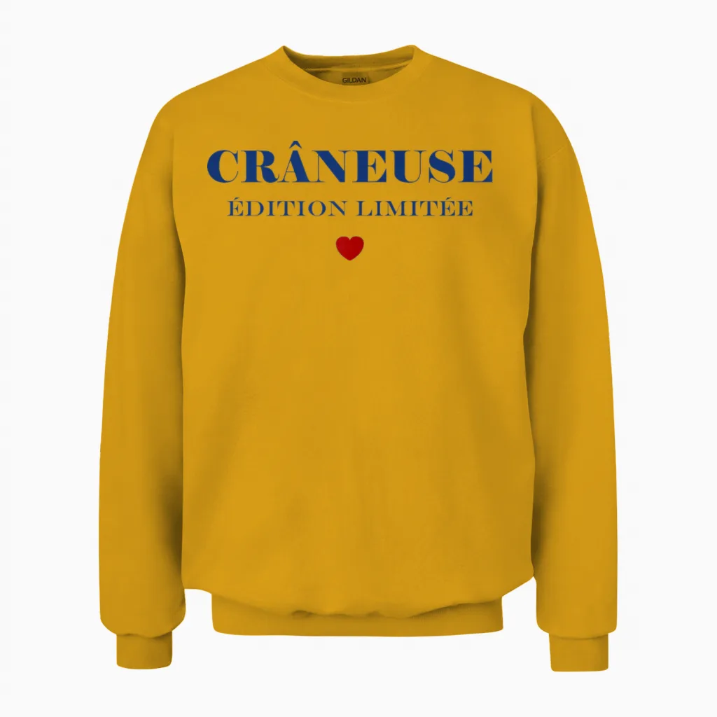 Citation Fille Crâneuse Phrase Drôle Humour Craneuse Unisex Sweatshirt in Gold