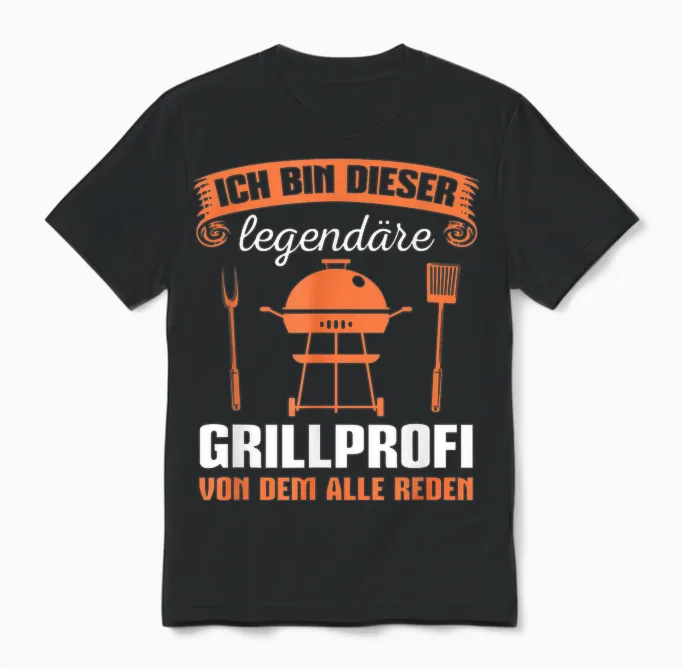 Herren Grillen Bbq Party Grillsaison Legendärer Grillprofi Unisex T-Shirt in Black