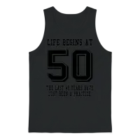 Life Begins at 50... 50th Birthday Unisex Tank Top - Black – 1