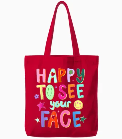 Happy to See Your Face Teacher Back to School Teachers Tote Bags - Red