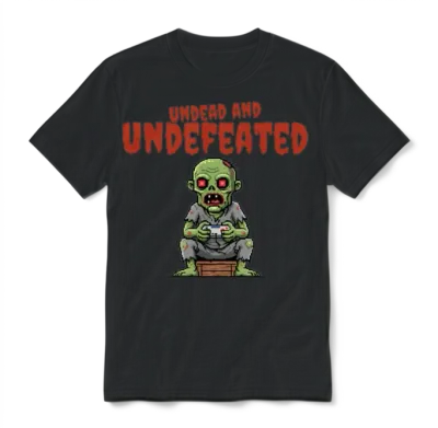 Undead and Undefeated – Retro Zombie Gamer Unisex T-Shirt - Black