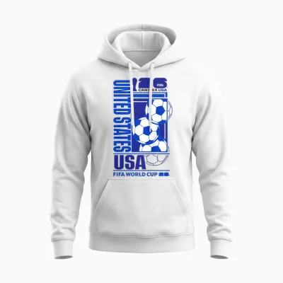 Kids Fifa World Cup26 Usa Host Country Football Unisex Hoodie - White