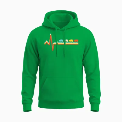 Pig Retro Heartbeat Unisex Hoodie - Irish Green