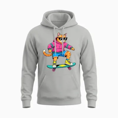 Retro Skater Tabby Unisex Hoodie - Ash