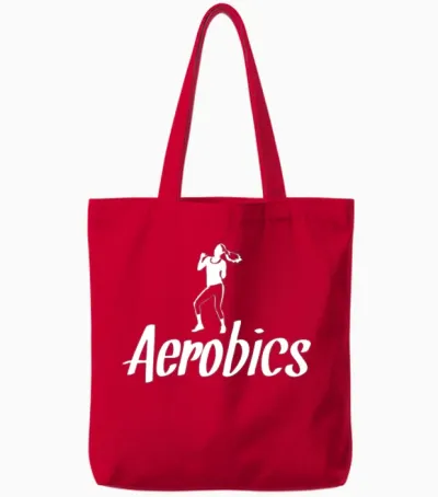 Aerobics Lettering Aerobic Workout Retro Tote Bags - Red
