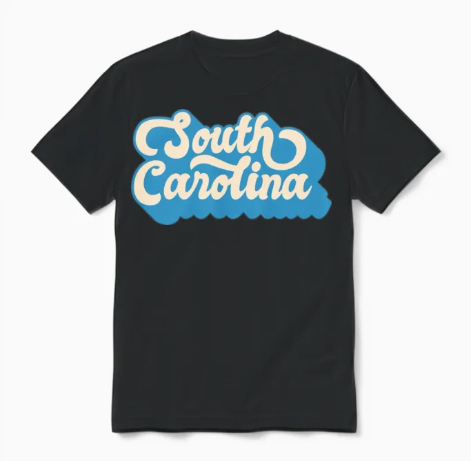 South Carolina Retro Unisex T-Shirt in Black