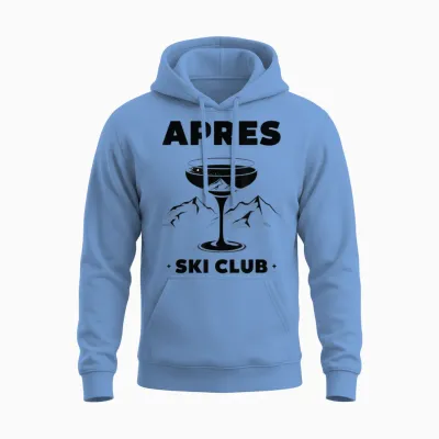Après Ski Club Winter Party T-Shirt, White Unisex Hoodie - Carolina Blue