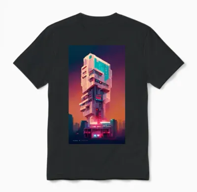 Building Cyberpunk Art by 80kingz & Keyokonawa Unisex T-Shirt - Black