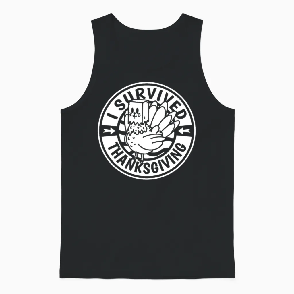 Thanksgiving Funny Unisex Tank Top in Black