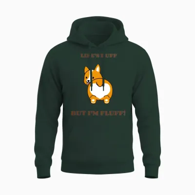 With a Lovely Graphic of a Fluffy Corgi 3494g 2 Unisex Hoodie - Forest
