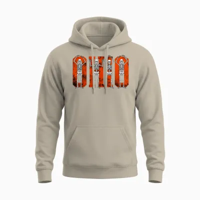 O-H-I-O State Funny Skeletons Ohio Vintage Halloween Team Unisex Hoodie - Sand