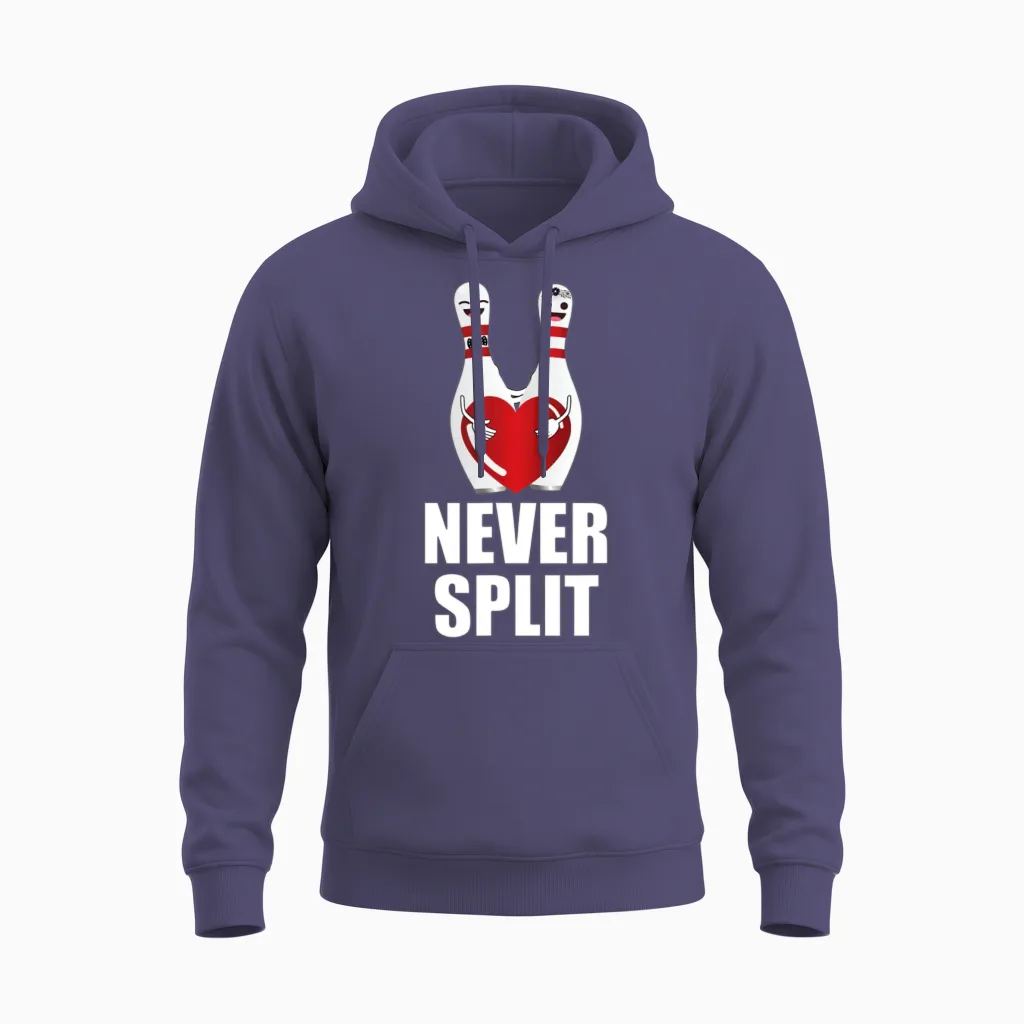 Never Split Bowling Pins Valentine S Day Couples Unisex Hoodie in Heather Sport Dark Navy
