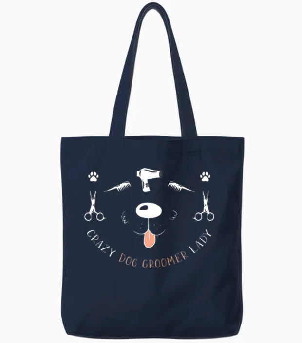Dog Groomer Dog Grooming Lovers Gift Tote Bags in Navy