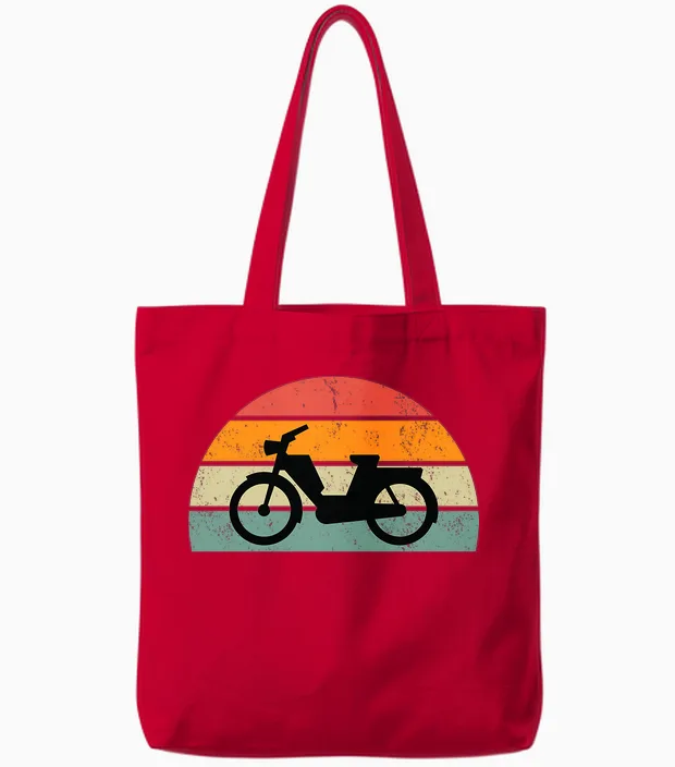 Mobylette Homme Humour Motobécane Idée Cadeau Drôle Vintage T-Shirt Haut De Gamme Tote Bags in Red
