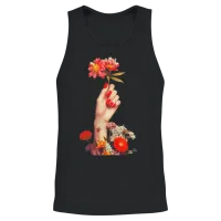 Retro Flowers Floral & Botanical Unisex Tank Top - Black – 2