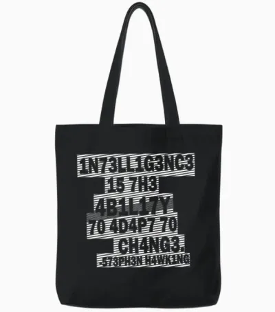 Stephen Hawking - Intelligence (white) Tote Bags - Black