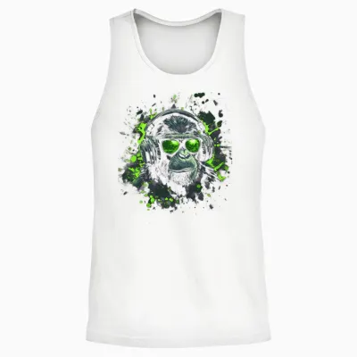 Dj Cool Pop Art Print Techno Festival Outfit Boys Monkeys Long Sleeve Shirt, Black, S Unisex Tank Top - White