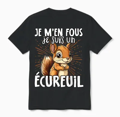 Je M'en Fous Je Suis Un Squirrel - ésquirrel Cute T-Shirt, Black, S Unisex T-Shirt - Black