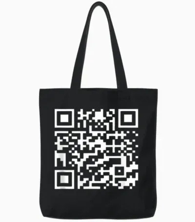 Qr Code with Funny Hidden Message Tote Bags - Black