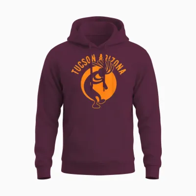 Tucson Arizona Souvenir Dansant Kokopelli Design Vieilli Unisex Hoodie - Maroon
