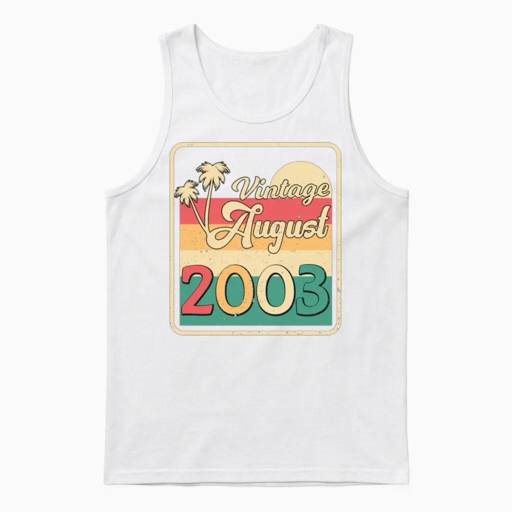 2003 August Retro Unisex Tank Top in White