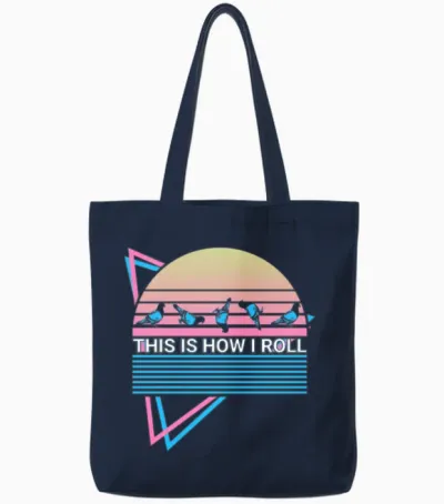Pigeon Retro Tote Bags - Navy