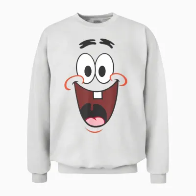 Spongebob Squarepants Patrick Big Face Smile Unisex Sweatshirt - White