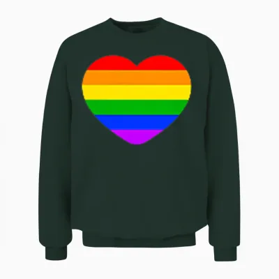 Dezente Regenbogen-Gestreifte Kleine Herz-Flagge Pride Month Lgbt Unisex Sweatshirt - Forest