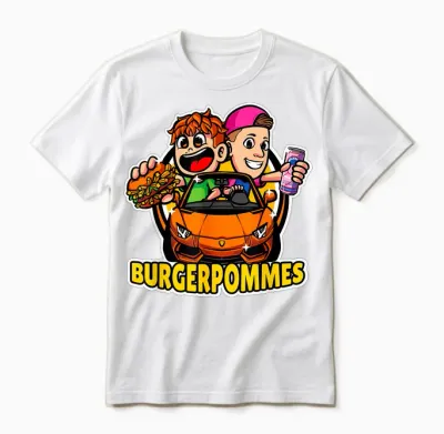 Burger Pommes Sportwagen Comic Style Fast Food Unisex T-Shirt - White