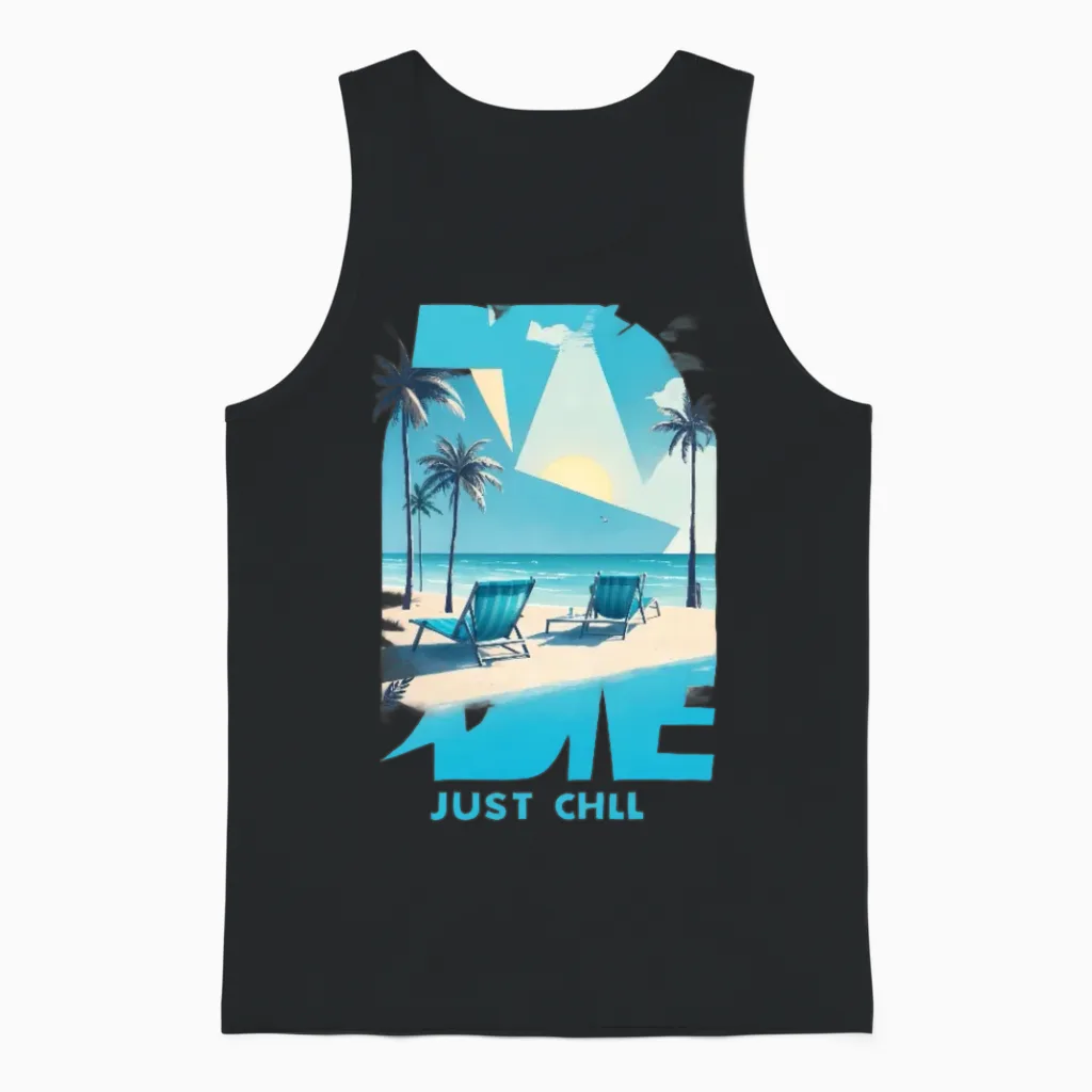 Just Chill Retro V4 Unisex Tank Top in Black