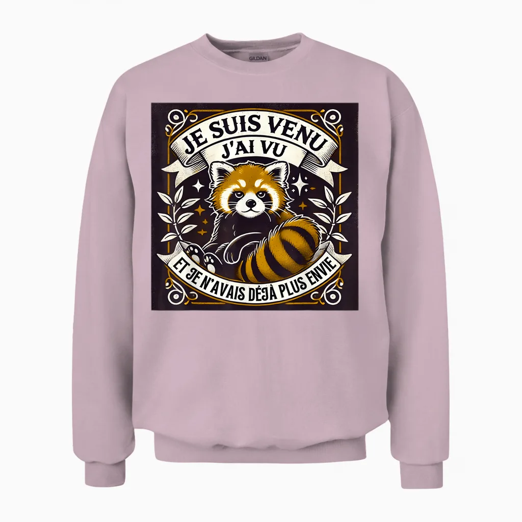 Red Panda Funny Panda Red T-Shirt, Black, S Unisex Sweatshirt in Light Pink