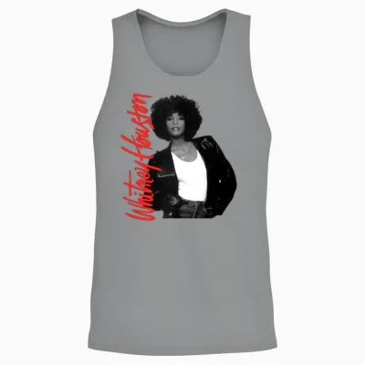 Whitney Houston Photo and Pink Nameplate Unisex Tank Top - Sport Grey