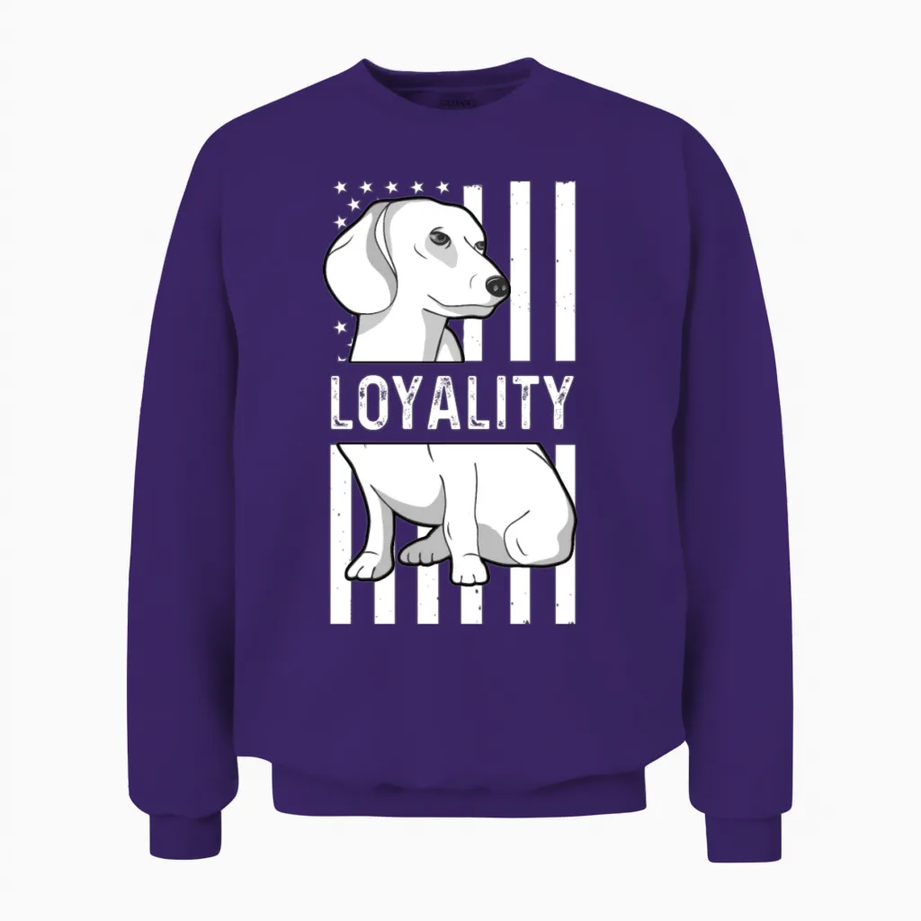 Loyalty Dog Usa Flag Dachshund Dog Unisex Sweatshirt in Purple