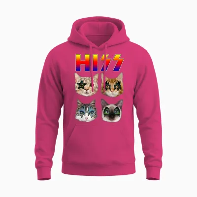 Hiss Funny Cats Kittens Rock Rockin Short Sleeve T-Shirt Gift Tee Pun Unisex Hoodie - Heliconia