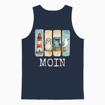 Moin Lighthouse Seal Beach Chair Seagull Unisex Tank Top - Navy