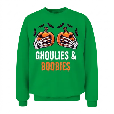 Halloween Boob Ghoulies & Boobies Unisex Sweatshirt - Irish Green