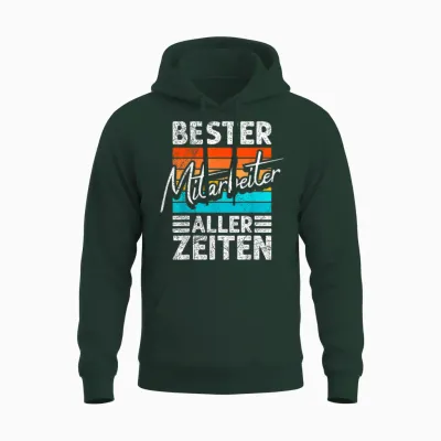 Farewell T-Shirt with German Text "bester Mitarbeiter Aller Zeit", Black Unisex Hoodie - Forest