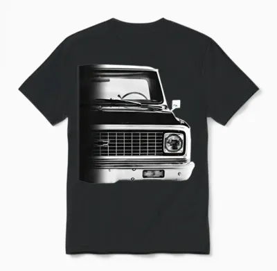 1972 Chevy C10 Pickup Truck Front Half Grill View Unisex T-Shirt - Black