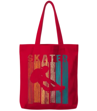 Retro Vintage Skater Skateboarder Tote Bags - Red