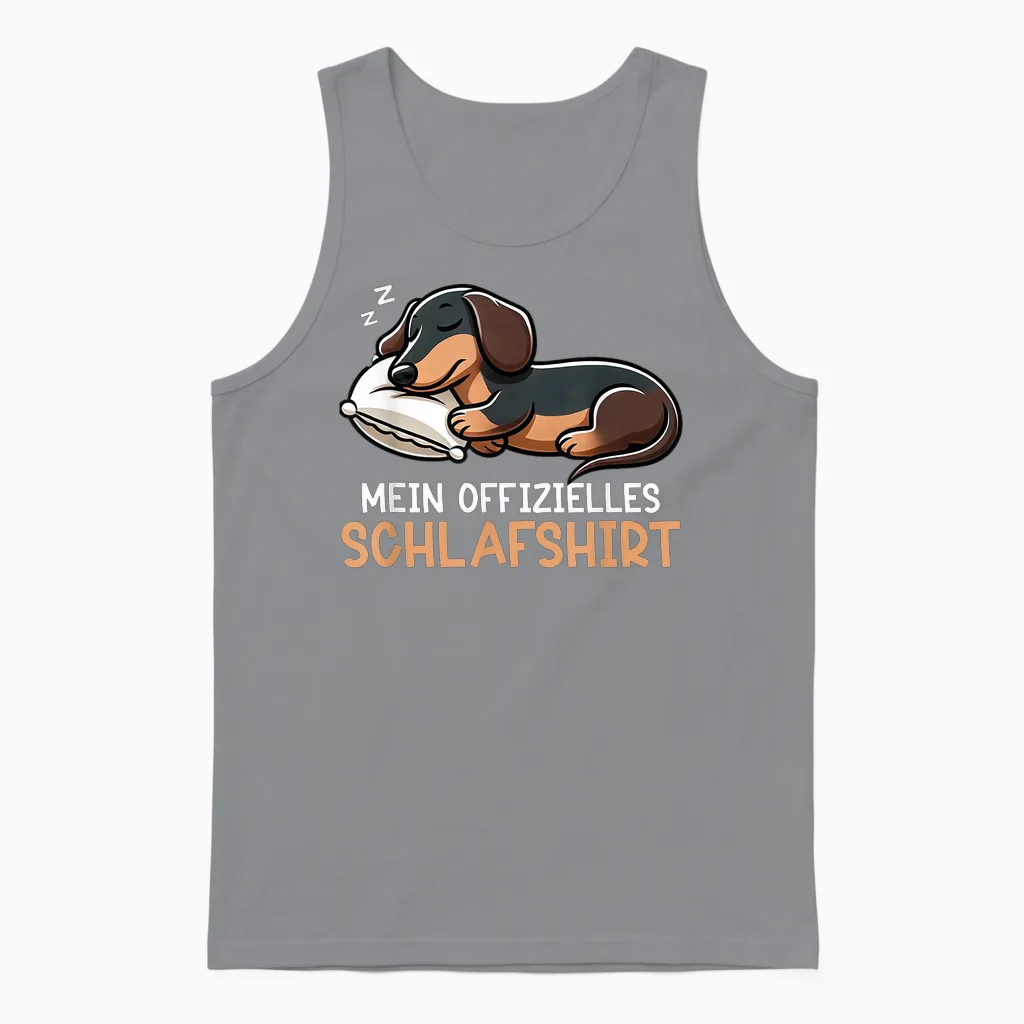 Official Dachshund Dog Sleep Shirt Funny Dachshund Dog T-Shirt, Black Unisex Tank Top in Sport Grey