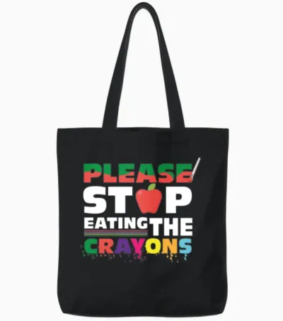 Funny Teacher Design Tote Bags - Black