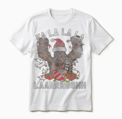 Star Wars Christmas Chewbacca Lights & Presents Fa La La Unisex T-Shirt - White