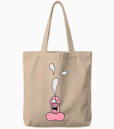 Funny Crazy Penis Tote Bags - Natural