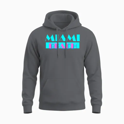 Miami Beach Summer & Gift Unisex Hoodie in Charcoal