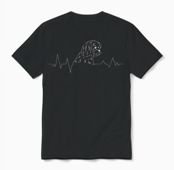 Dog-Breed Shih-Tzu Dog-Moms Dog-Dad Heartbeat Dog Unisex T-Shirt in Black