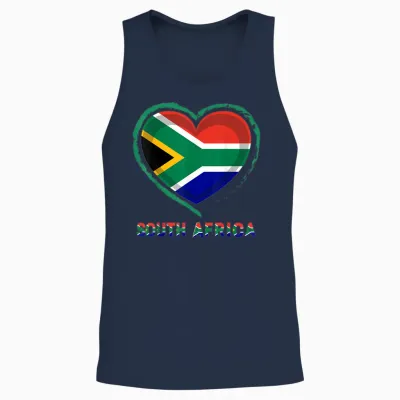 Drapeau Afrique Du Sud Cœur Rustique Pride Art Graphic Unisex Tank Top - Navy