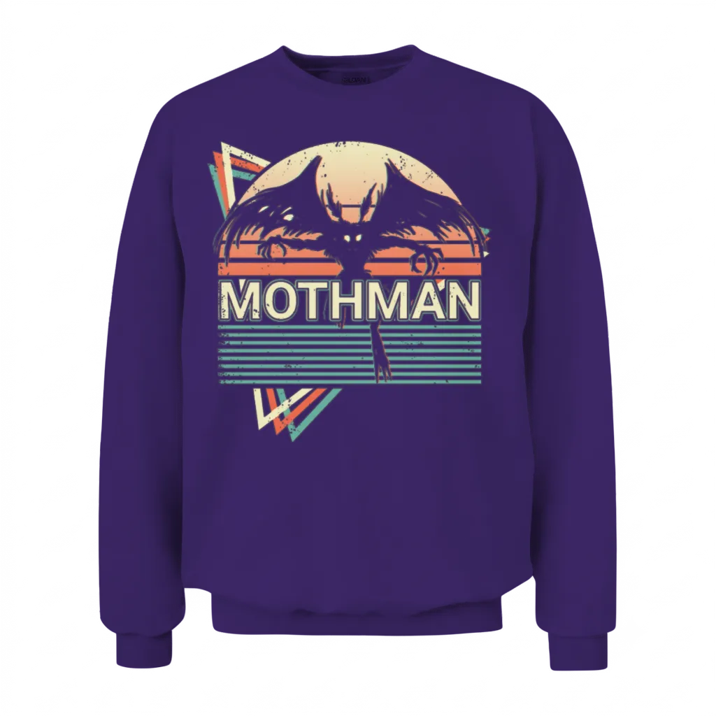 Mothman Cryptid Cryptozoology Retro Unisex Sweatshirt - Purple