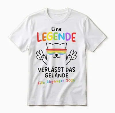 Kinder Kita Abgänger 2026 Kindergarten Abschluss Einschulung Katze Unisex T-Shirt - White
